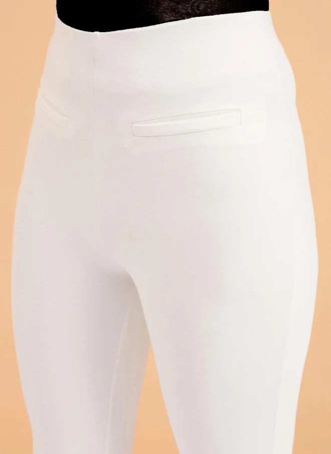 SASSAFRAS White Bootcut High-Rise Trousers for Women