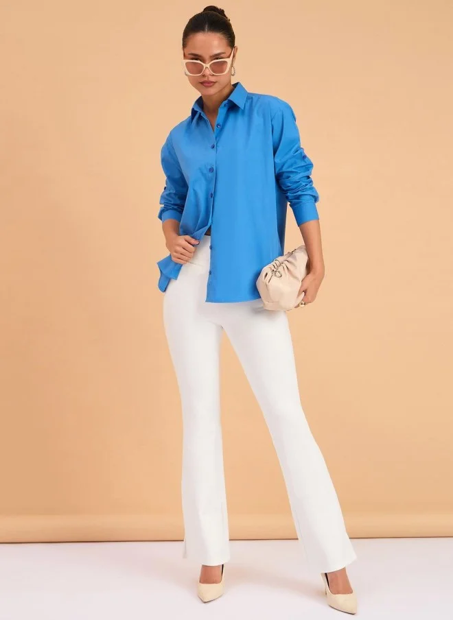 SASSAFRAS White Bootcut High-Rise Trousers for Women