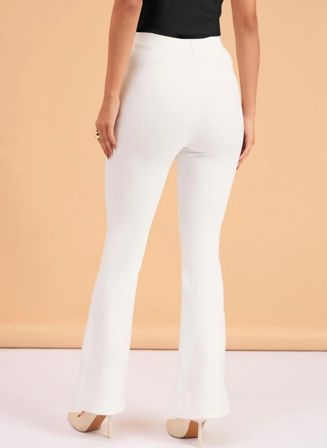 SASSAFRAS White Bootcut High-Rise Trousers for Women