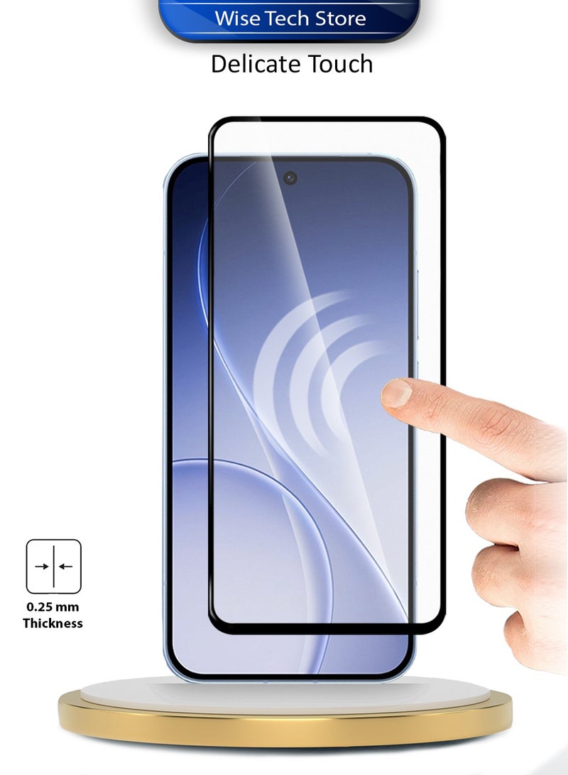 دبليو تيك واقي شاشة زجاجي مقوّى كامل الغطاء بكامل الغراء لسلسلة Oppo Reno15 Pro 5G 2025 Premium E2E (MSGECN) - شفاف/أسود - Image 4