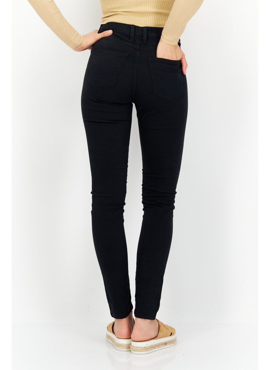 Pepe Jeans Women Slim Fit Plain Skinny Pants, Black  - Image 4