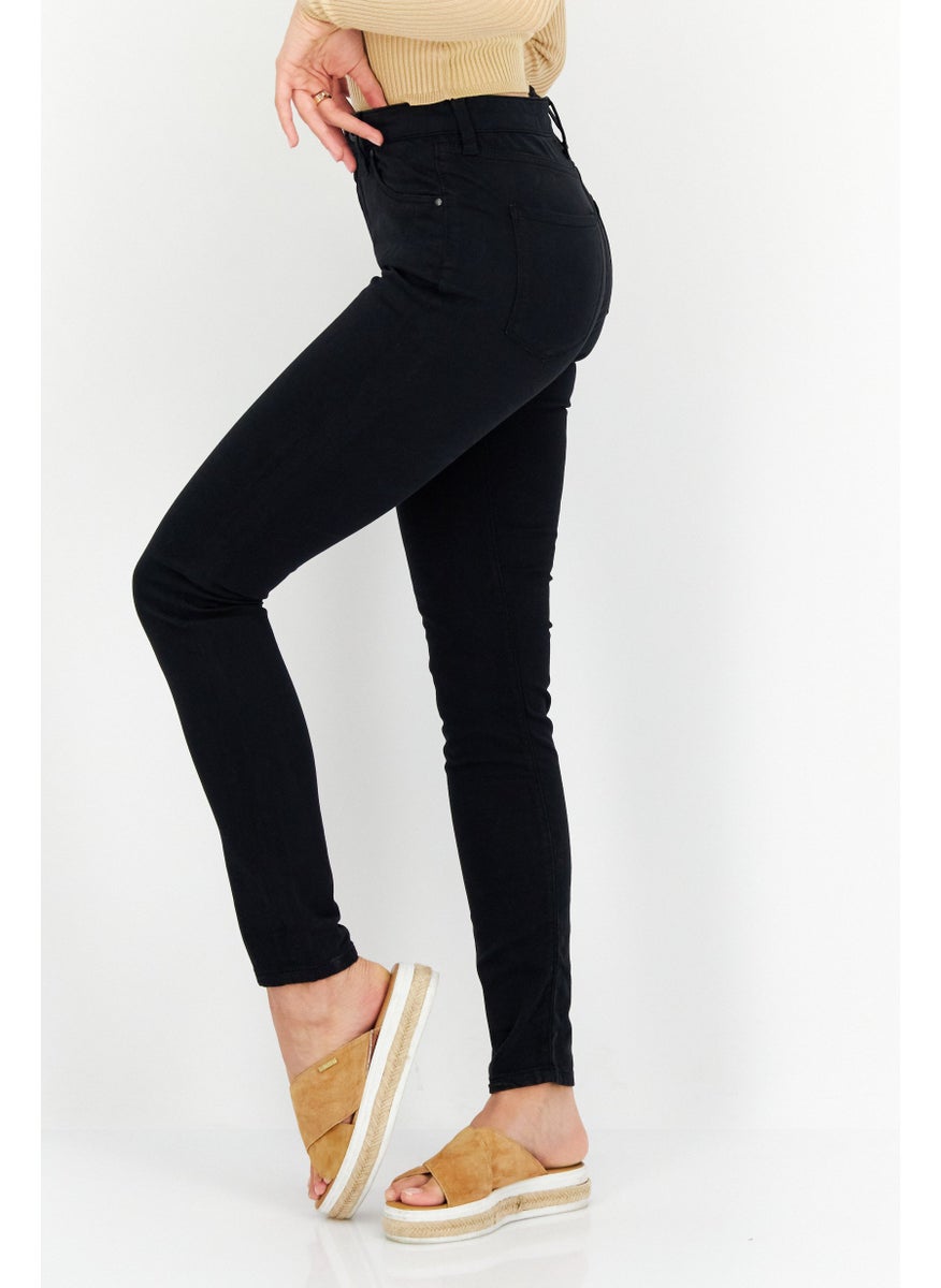 Pepe Jeans Women Slim Fit Plain Skinny Pants, Black  - Image 2