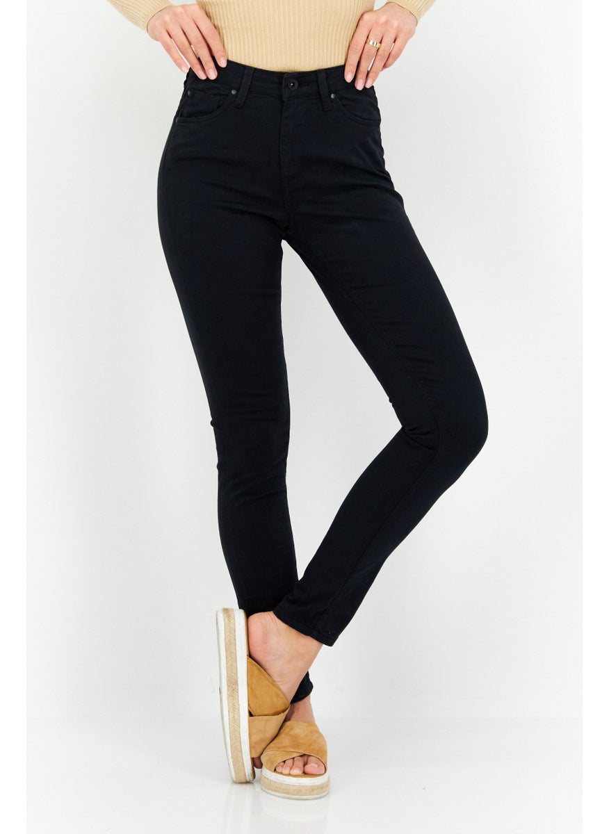 Pepe Jeans Women Slim Fit Plain Skinny Pants, Black  - Image 1