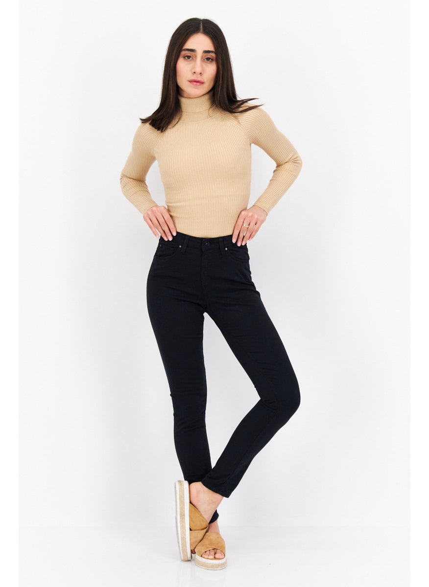 Pepe Jeans Women Slim Fit Plain Skinny Pants, Black  - Image 3