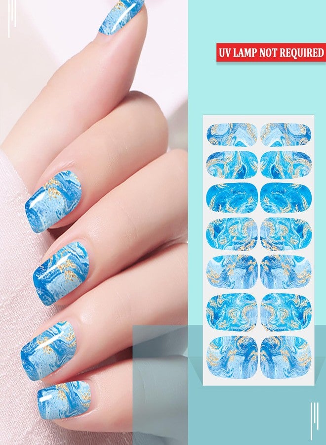 SILPECWEE 16 Sheets Nail Stickers Full Nail Wraps for Women Light Color Marble Nail Polish Strips Gel Nail Strips Self Adhesive Press on Fingernail Sticker Nails with Nail File - Image 2