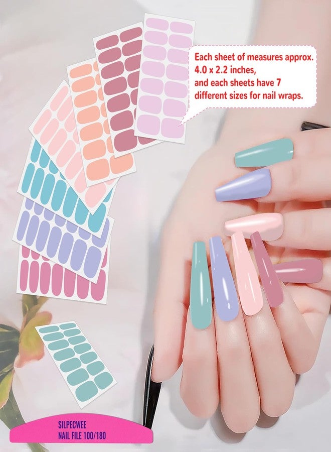 SILPECWEE 16 Sheets Nail Stickers Full Nail Wraps for Women Light Color Marble Nail Polish Strips Gel Nail Strips Self Adhesive Press on Fingernail Sticker Nails with Nail File - Image 5