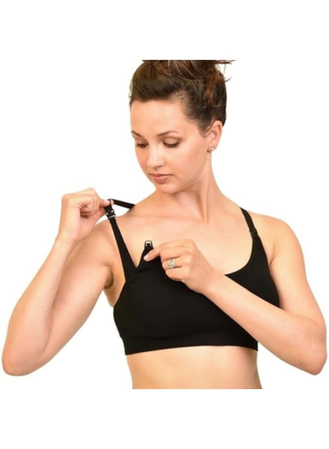 bamboobies Bam Yoga Nursing Bra, Medium, Black, Maternity Clothes for Breastfeeding, Size M - Image 1