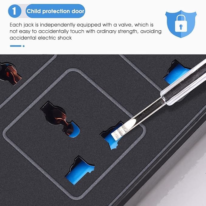 7 Seas 7Seas 3 USB1 TypeC Port 6FT Extension Sockets Cord Protector Charging Electrical Power Extension Board Power Strip with 6 AC SocketsLong Extension Cord with Surge Protector for Home and Office - Image 4