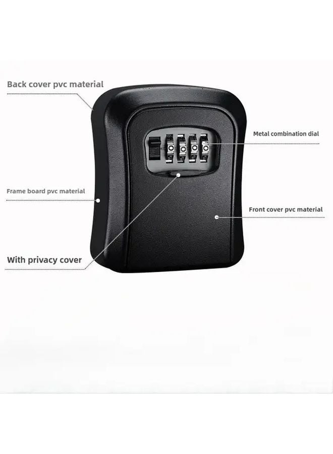 Black Heavy Duty Commercial Residential Key Lock Box Large Capacity 8 Key Safe - Image 1