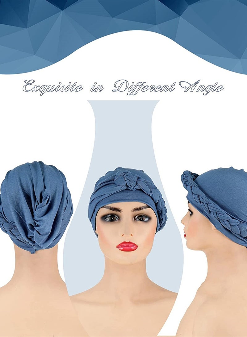 3 Pack Vintage Boho Head Wraps for Women, Soft Breathable Pre-Tied Turban Hair Cover, Twisted Elastic Headband Accessories for Girls - Perfect for Everyday Wear - Image 4