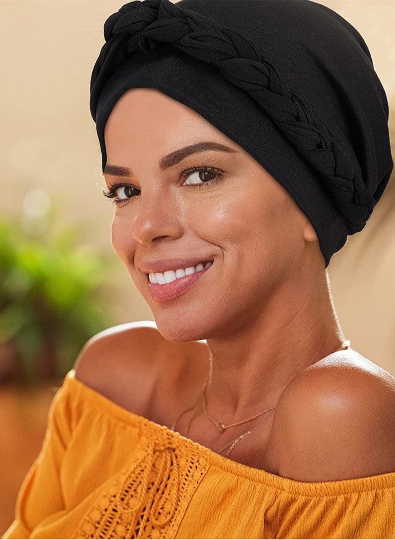 3 Pack Vintage Boho Head Wraps for Women, Soft Breathable Pre-Tied Turban Hair Cover, Twisted Elastic Headband Accessories for Girls - Perfect for Everyday Wear - Image 3