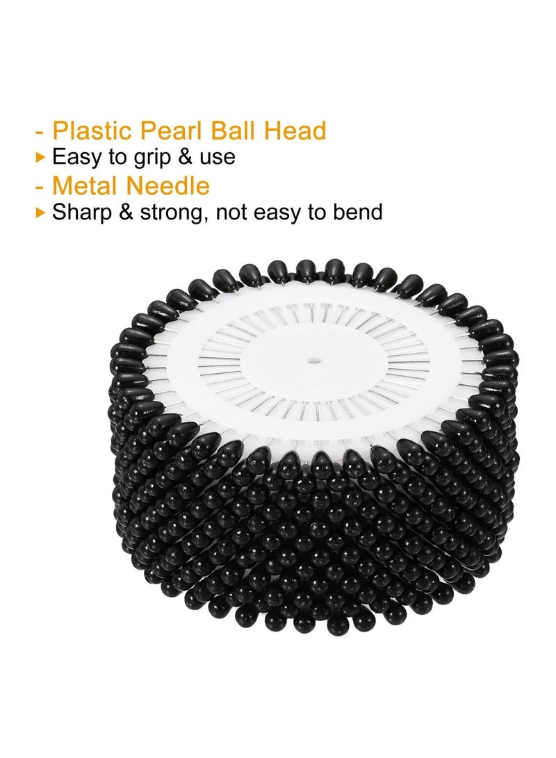 Sky Shine Premium Decorative Sewing Pins – 12 Piece Set Corsage & Craft Pins Set for DIY, Quilting, Embellishments & Dressmaking – Strong Steel Shaft with Pearl Heads Black Color - Image 2
