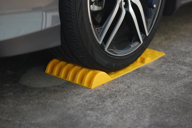 Camco AccuPark Parking Mat | Features 2 Raised Bumps for Parking Accuracy | Easy Installation with Heavy Duty Adhesive Tape | Yellow (42891) - Image 2