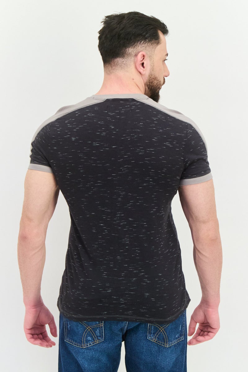 Company Eighty One Men V-Neck Short Sleeve Heather T-Shirt, Black - Image 2