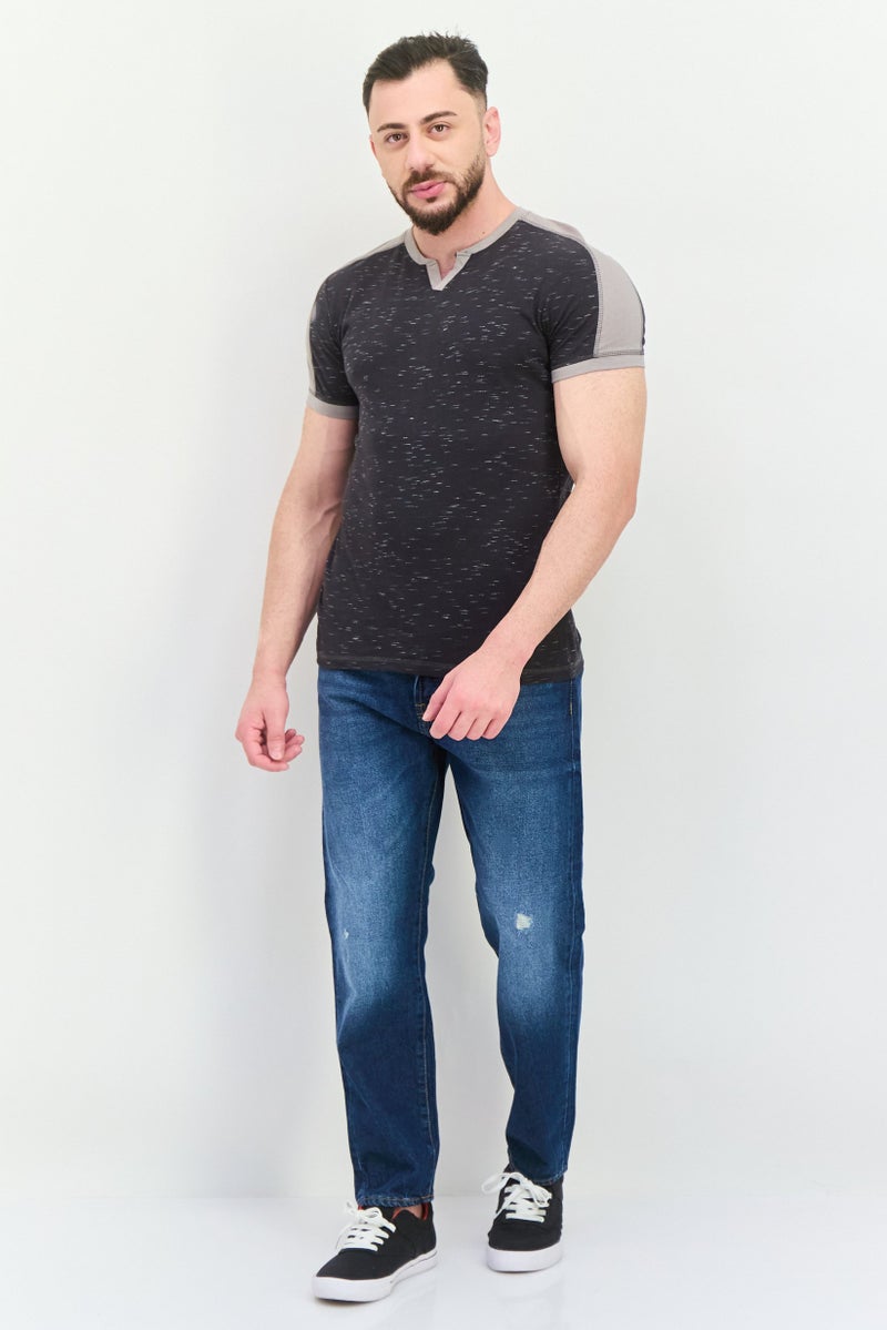 Company Eighty One Men V-Neck Short Sleeve Heather T-Shirt, Black - Image 4