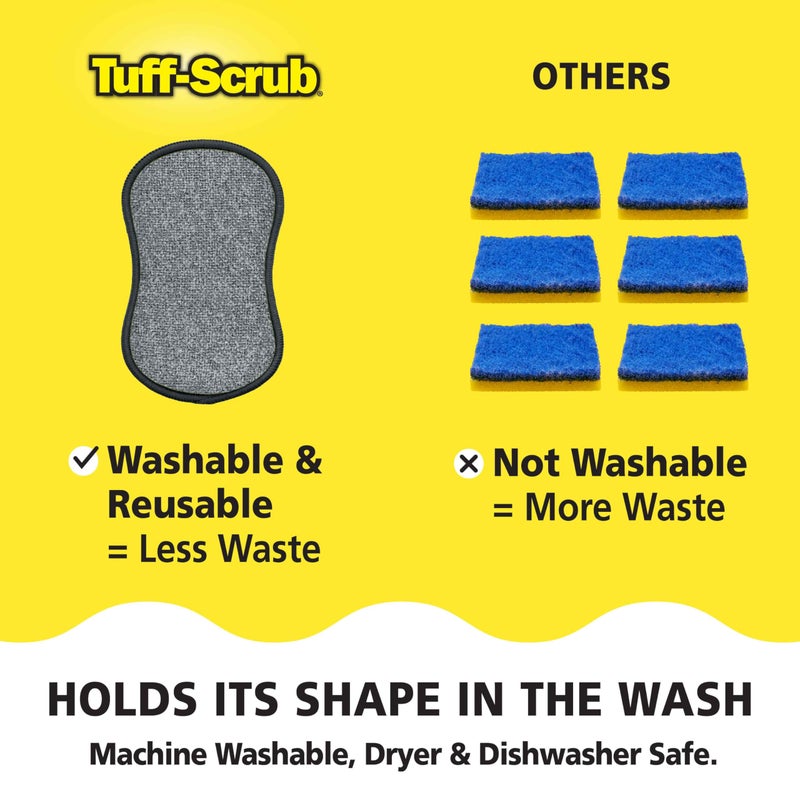 TUFF-SCRUB Original Scrub-N-Wipe Pad by Tuff-Scrub, 6-Pack, Microfiber, Multi-Surface, Non-Scratch, Dual-Sided, Scrubber for Dishes, Sinks, Non-Stick Cookware â€“ Machine Washable, Durable Kitchen Sponge (Small) - Image 5