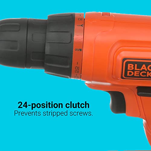 BLACK+DECKER 20V MAX* POWERCONNECT Cordless Drill Driver Kit with Drill Bit Set and Sockets, 100 pc. Tool Kit for Home, Battery and Charger Included ,Orange (BDC120VA100) - Image 4