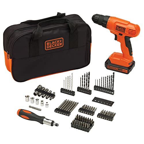 BLACK+DECKER 20V MAX* POWERCONNECT Cordless Drill Driver Kit with Drill Bit Set and Sockets, 100 pc. Tool Kit for Home, Battery and Charger Included ,Orange (BDC120VA100) - Image 1