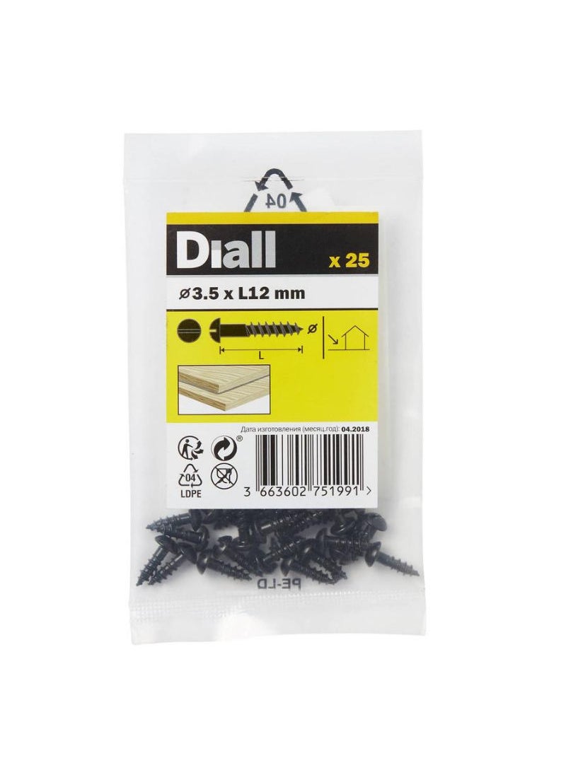 ACE Diall Carbon Steel Dome Wood Screw Pack 3.5 x 12mm 25Pcs 