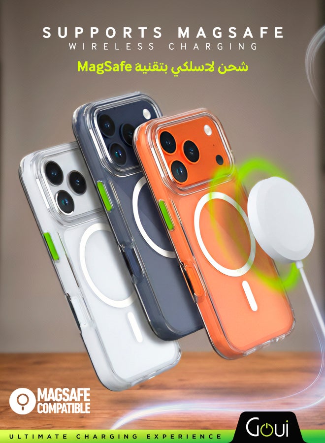 جوي كفر آيفون 17 برو - شفاف بتقنية ماج سيف، حماية كاملة للكاميرا والجسم، مقاوم للصدمات والخدوش، متوافق مع الشحن اللاسلكي، تصميم نحيف وأنيق للاستخدام اليومي، تصميم مقاوم للاصفرار - Image 3