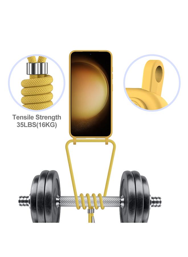 اس-توب جراب لهاتف Samsung Galaxy S23 5G مزود بحقيبة بطاقات مدمجة بلون سادة من السيليكون السائل مع حبل قصير - Image 3