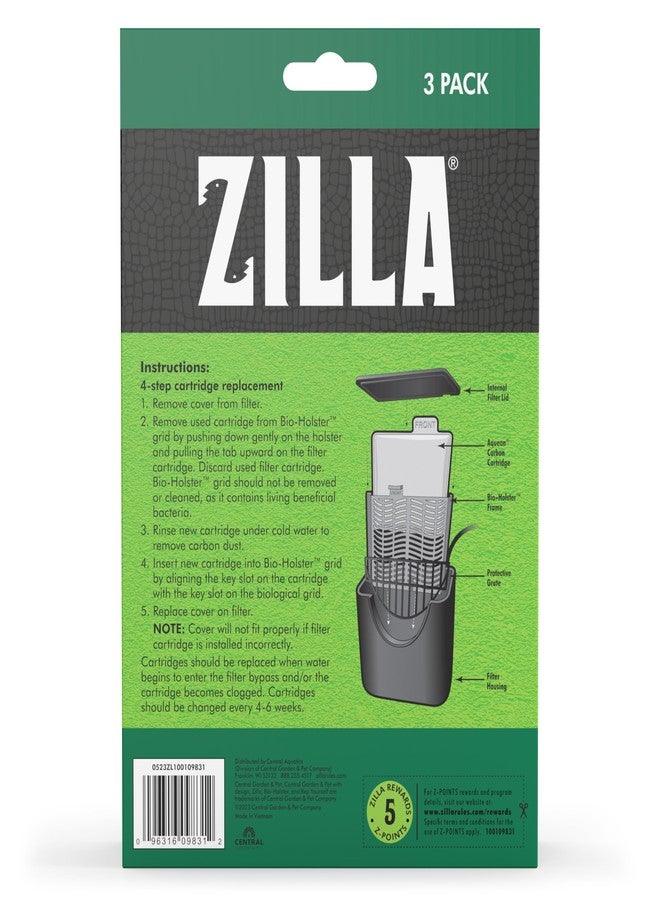 Zilla Reptile Pet Terrarium Water Filter Replacement Cartridge, Large, 3-Pack - Image 4