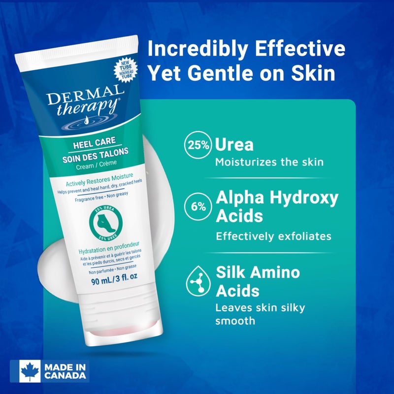 dermal therapy علاج الجلد - كريم العناية بالكعب، كريم للقدمين للبشرة الجافة والمتشققة، مرطب مكثف للقدمين مع اليوريا و AHA، لوشن للقدمين ومقشر للقدمين بتركيبة غير دهنية، 3 أونصة. - Image 2