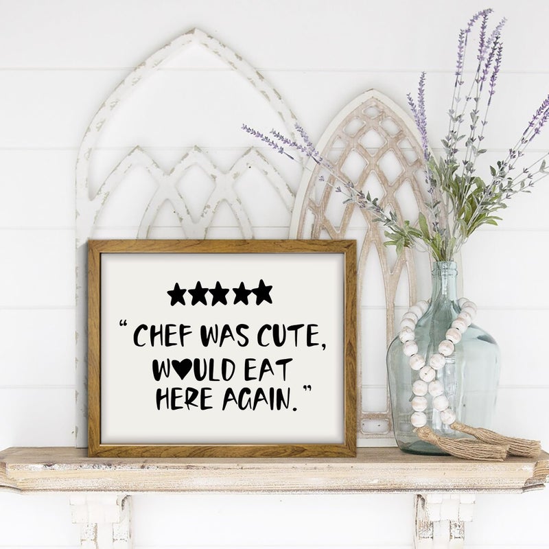 calmart Chef Was Cute Would Eat Here Again - Trendy Kitchen Art, Funny Quotes Wall Art, Guest Check Print, Quirky Home Decor, Framed Kitchen Wall Decor - Image 4