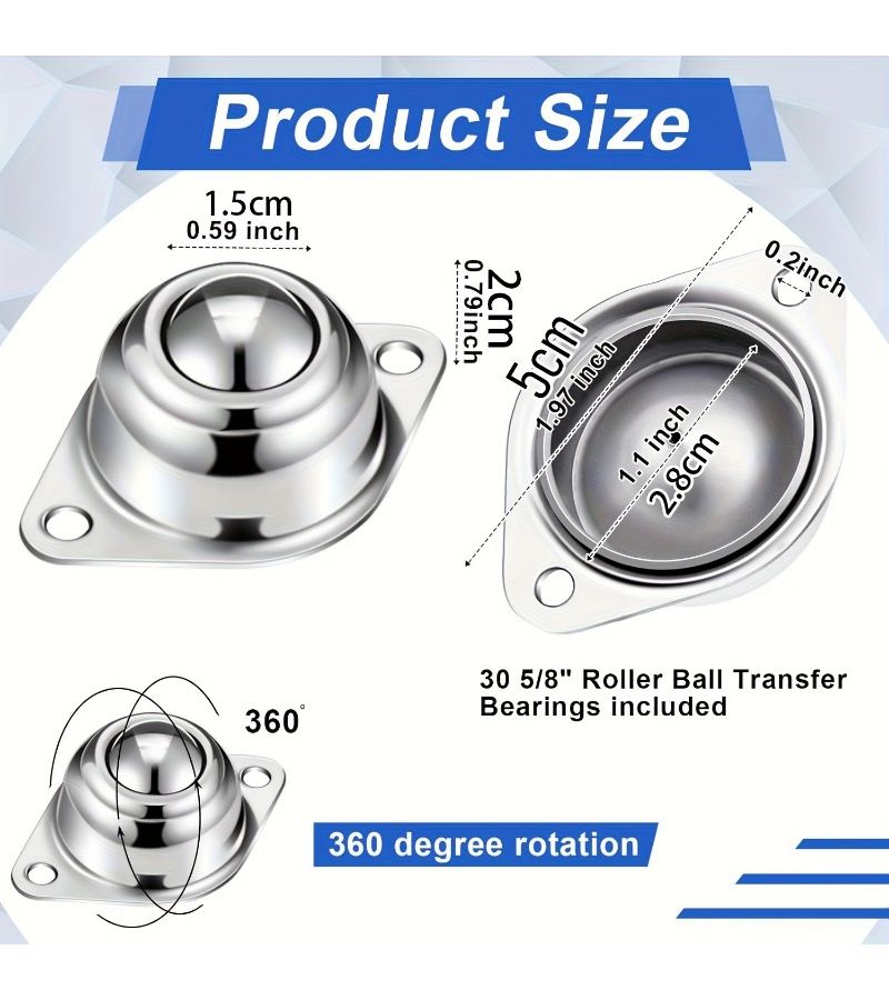12pcs Stainless Steel Ball Bearings For Track Wheels And Casters Smooth Rotation Durable Structure Suitable For Moving Furniture And Equipment - Image 2
