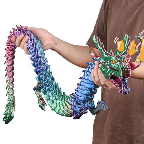 critigulf 3D Printed Dragon Model 48 Inches Flexible Joints Lacertid Figurine Stress Relief Toy 48inch4ft 48inch PurpleGoldBlue - Image 1