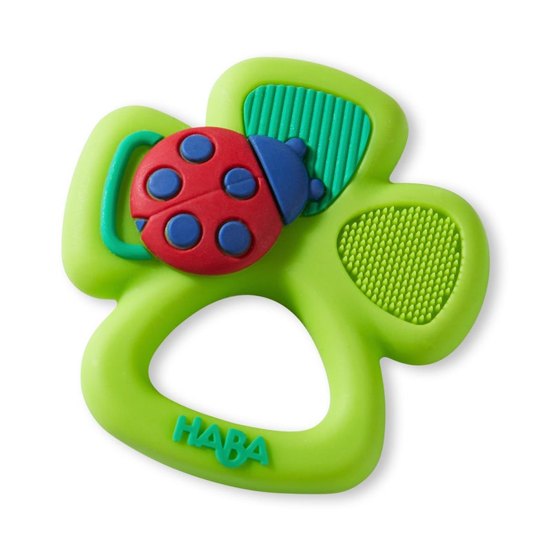 HABA Silicone Teethers for Babies 6-18 Months - Shamrock Silicone Teether Ring and Grasping Toy for Safe Sensory Development - Dishwasher Safe Baby Essentials - Image 1