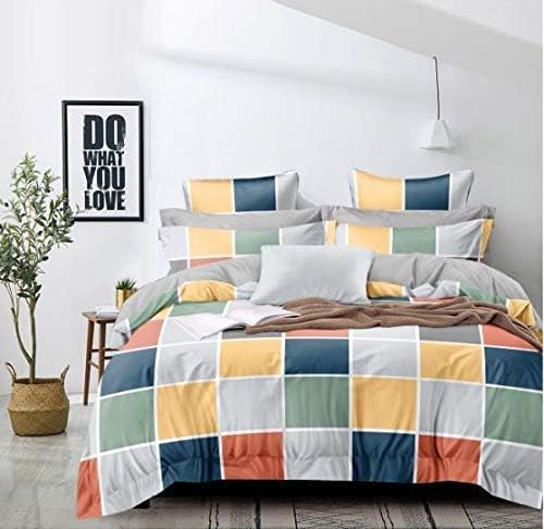 TIB Glace Cotton 144 TC All Around Elastic Fitted Bedsheets For Double Bed | Bedsheet For Queen Size Bed With 2 Pillow Covers (60X78X8 Inch Or 152X198X20 Cm) Box Multi - Image 1