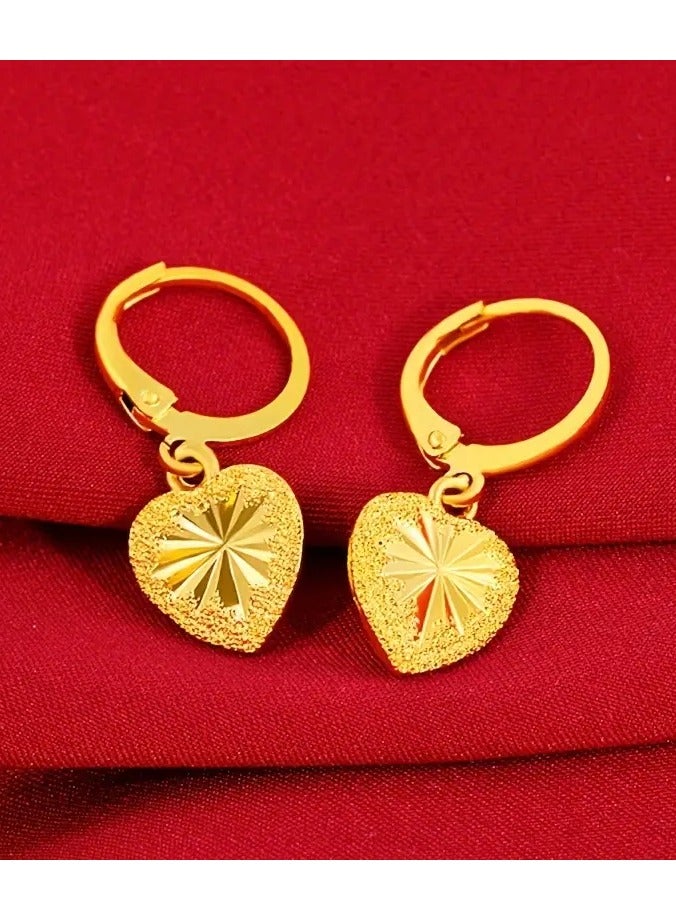 Goolsky 1pair Fashion And Retro Heart Copper Alloy Earrings, Versatile Accessories For Birthdays, Anniversaries, And Graduation Christmas Gifts  - Image 1