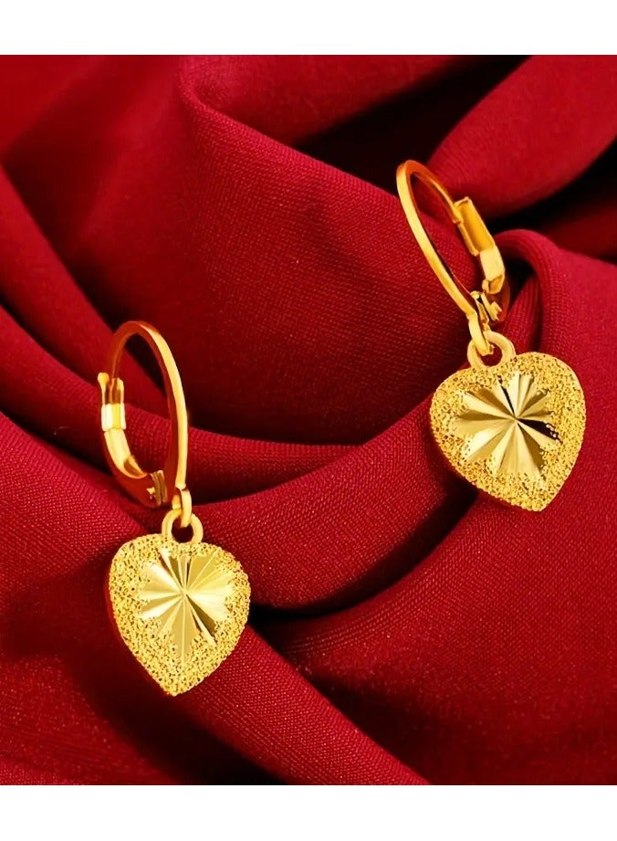 Goolsky 1pair Fashion And Retro Heart Copper Alloy Earrings, Versatile Accessories For Birthdays, Anniversaries, And Graduation Christmas Gifts  - Image 4