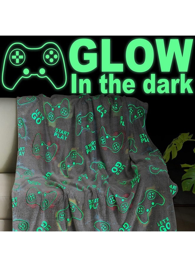 Jekeno Jekeno Glow in The Dark Gaming Blanket Gamer Game Controller Throw Gift Toys for Kids Boys Teen Son Adults Gamepad Presents Easter Birthday Christmas Bedroom Decor Luminous Blanket Grey 50"x60"  - Image 1