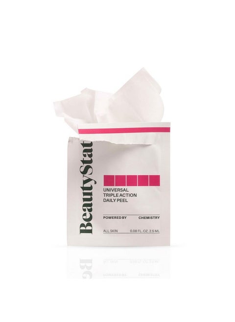 BeautyStat Triple Action One-Step Daily Exfoliating Peel Pad for Uneven Tone, Texture, Fine Lines, Enlarged Pores - Made in the USA - Gentle Exfoliator Pad with AHAs, BHAs, Glucosamine to Brighten