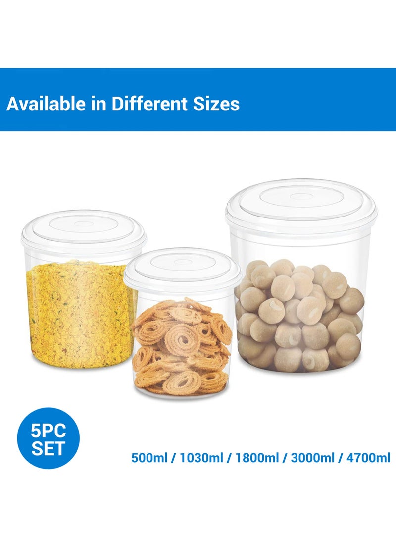 5-Piece Large Kitchen Queen Food Container Microwave Safe Storage Container Set