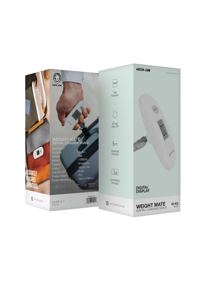 GREEN LION Green Lion Weight Mate Digital Luggage Scale, 40 kg / 88 lbs Capacity, Tare Function, Auto Shut-Off, Digital Display, Overload & Low Battery Indicator, Travel-Friendly & Compact - Gray - Image 5
