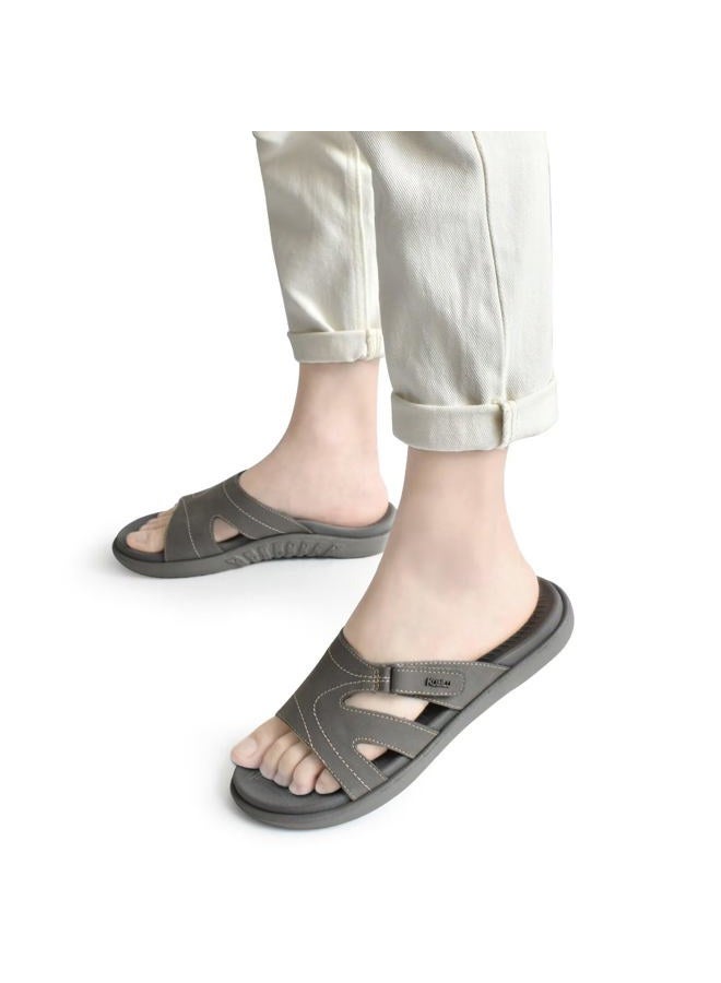 KuaiLu Womens Fashion Orthotic Slides Ladies Lightweight Athletic Yoga Mat Sandals Slip On Thick Cushion Slippers Sandals With Comfortable Plantar Fasciitis Arch Support, Grey, 7 - Image 2