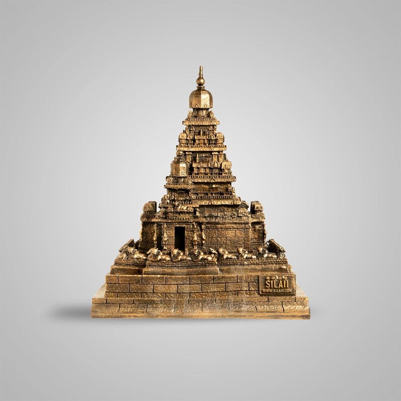 SILAII Mahabalipuram Shore Temple Sculpture 8 INCH Antique Bronze Colour - Image 5