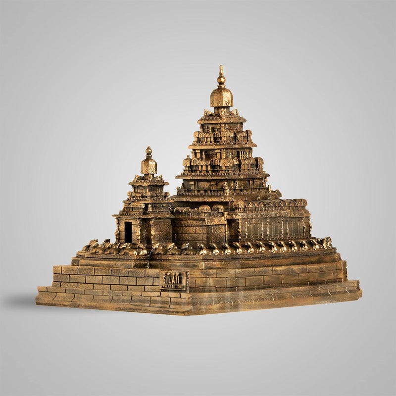 SILAII Mahabalipuram Shore Temple Sculpture 8 INCH Antique Bronze Colour - Image 4