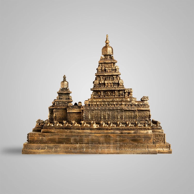 SILAII Mahabalipuram Shore Temple Sculpture 8 INCH Antique Bronze Colour - Image 1