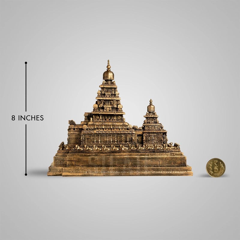 SILAII Mahabalipuram Shore Temple Sculpture 8 INCH Antique Bronze Colour - Image 2