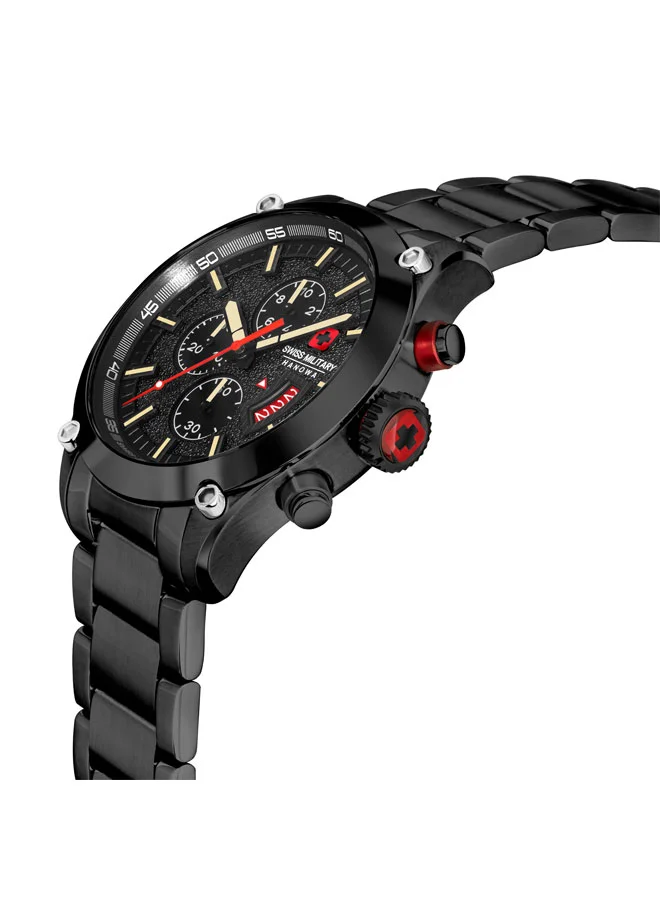 سويس ميليتري هانوا Blackbird Watch For Men With Black Stainless Steel Bracelet - 44 mm