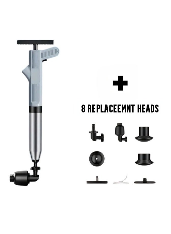 AROAQ Toilet Plunger, High Pressure Air Plunger Drain Clog Remover, Drain Blaster With Real Time Barometer, Drainage Pipes Unblocking Device For Toilet, Bathroom, Floor Drain, Sink, Kitchen, (Grey)  - Image 1