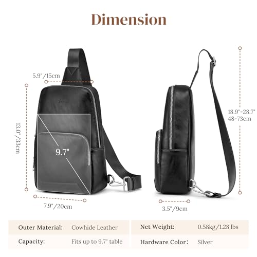 S-ZONE Sling Bag for Women Men RFID Blocking Genuine Leather Crossbody Backpack Sling Purses Fashion Travel Daypack Chest Bags Ladies-Brown - Image 4