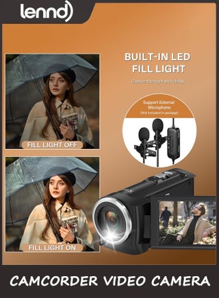 Camcorder Video Camera QHD 2.7K 56MP 16X Digital Zoom Vlogging Camera with LED Fill Light for YouTube, 2.8 Inch 270 Degree Rotation LCD Screen Camcorder with 32GB SD Card and Two Batteries - view 5
