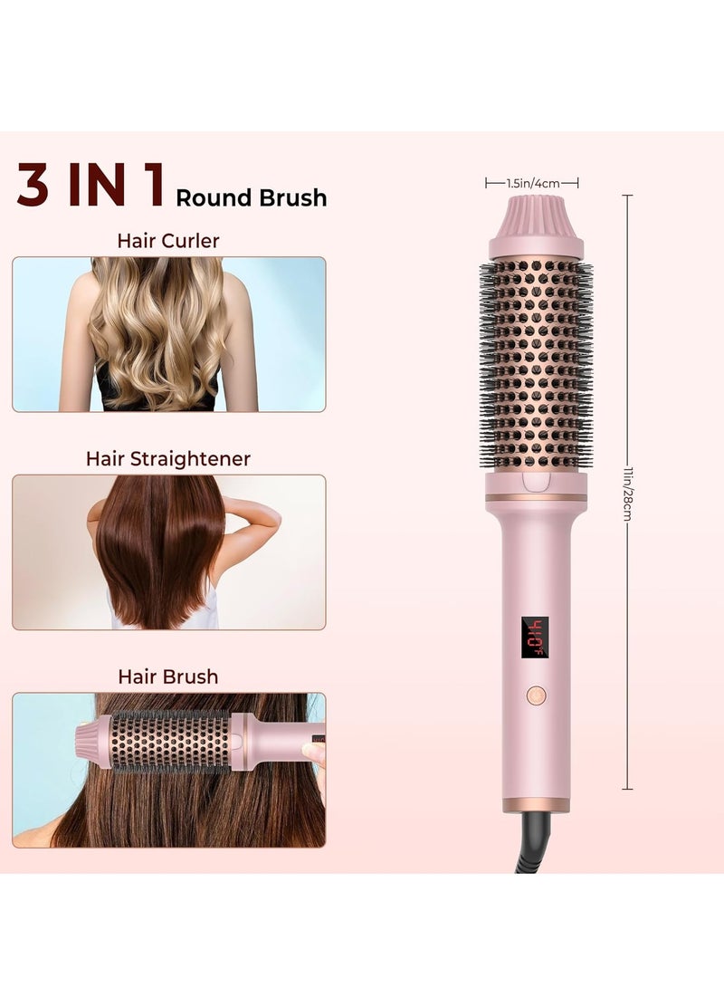 Hair Brush Hair Styling Comb Thermal Brush 1.5 Inch Fast Heated Curling Brush Tourmaline Ionic LCD Display Temperature Adjustable Pink - Image 5