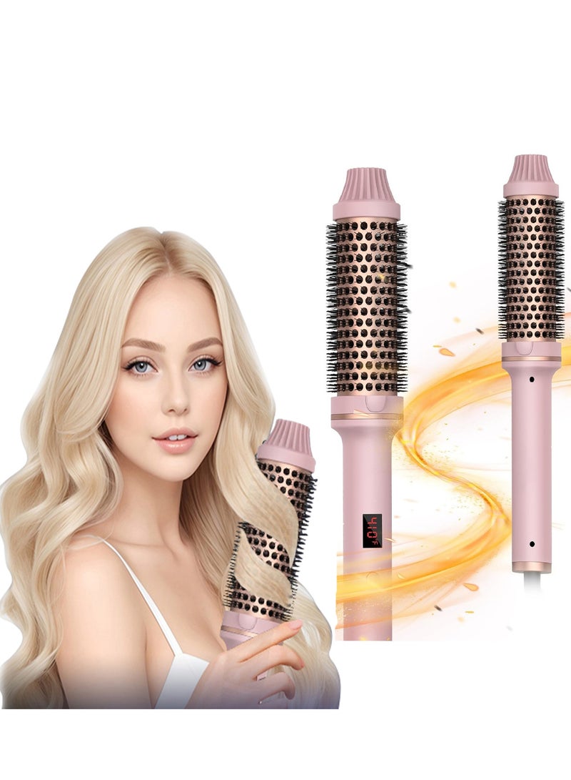 Hair Brush Hair Styling Comb Thermal Brush 1.5 Inch Fast Heated Curling Brush Tourmaline Ionic LCD Display Temperature Adjustable Pink - Image 1