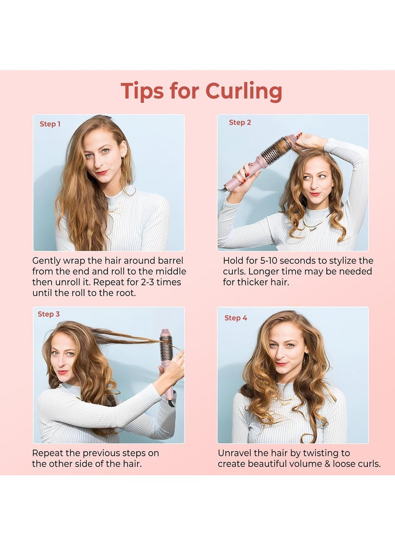 Hair Brush Hair Styling Comb Thermal Brush 1.5 Inch Fast Heated Curling Brush Tourmaline Ionic LCD Display Temperature Adjustable Pink - Image 3